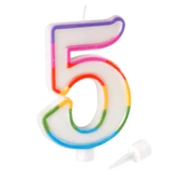 Bougie d'Anniversaire Chiffre 5 10cm Multicolore