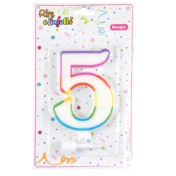 Bougie d'Anniversaire Chiffre 5 10cm Multicolore