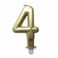 Bougie d'Anniversaire Chiffre 4 7cm Or