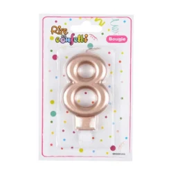 Bougie d'Anniversaire Chiffre 8 7cm Rose Gold
