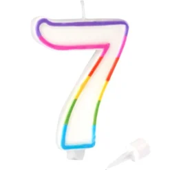 Bougie d'Anniversaire Chiffre 7 10cm Multicolore