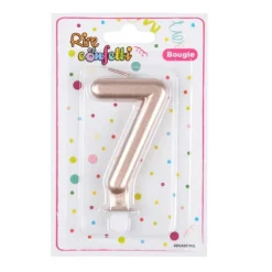 Bougie d'Anniversaire Chiffre 7 7cm Rose Gold