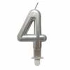 Bougie d'Anniversaire Chiffre 4 7cm Argent