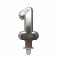 Bougie d'Anniversaire Chiffre 1 7cm Argent