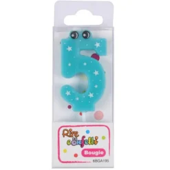 Bougie d'Anniversaire Chiffre 5 5cm Bleu