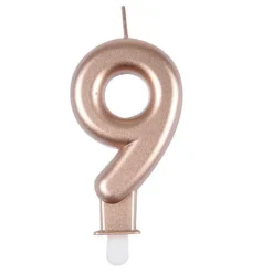 Bougie d'Anniversaire Chiffre 9 7cm Rose Gold