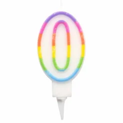 Bougie d'Anniversaire Chiffre 0 7cm Multicolore