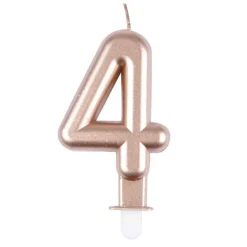 Bougie d'Anniversaire Chiffre 4 7cm Rose Gold