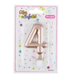 Bougie d'Anniversaire Chiffre 4 7cm Rose Gold