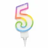 Bougie d'Anniversaire Chiffre 5 7cm Multicolore