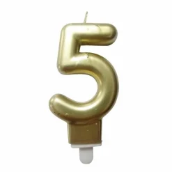 Bougie d'Anniversaire Chiffre 5 7cm Or