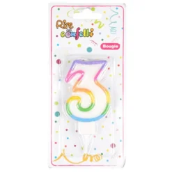 Bougie d'Anniversaire Chiffre 3 7cm Multicolore