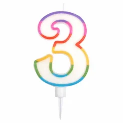 Bougie d'Anniversaire Chiffre 3 10cm Multicolore