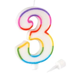 Bougie d'Anniversaire Chiffre 3 10cm Multicolore