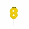 Bougie d'Anniversaire Chiffre 8 5cm Jaune