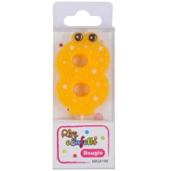 Bougie d'Anniversaire Chiffre 8 5cm Jaune