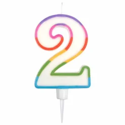 Bougie d'Anniversaire Chiffre 2 10cm Multicolore