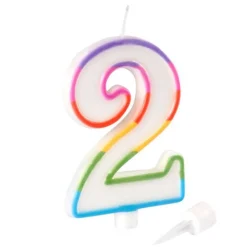 Bougie d'Anniversaire Chiffre 2 10cm Multicolore