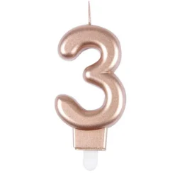 Bougie d'Anniversaire Chiffre 3 7cm Rose Gold
