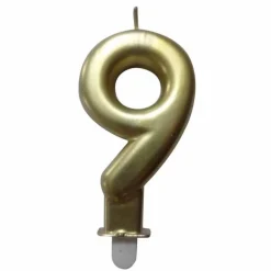 Bougie d'Anniversaire Chiffre 9 7cm Or