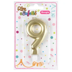 Bougie d'Anniversaire Chiffre 9 7cm Or