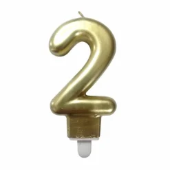 Bougie d'Anniversaire Chiffre 2 7cm Or