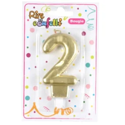 Bougie d'Anniversaire Chiffre 2 7cm Or