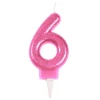 Bougie d'Anniversaire Paillette Chiffre 6 7cm Rose