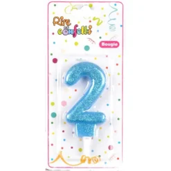 Bougie d'Anniversaire Paillette Chiffre 2 7cm Bleu