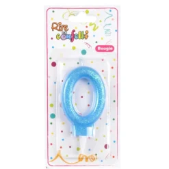 Bougie d'Anniversaire Paillette Chiffre 0 7cm Bleu
