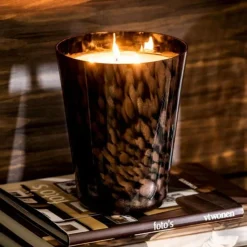 Bougie Parfumée Bois de Santal 20cm Noir & Or