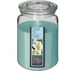 Bougie Parfumée en Verre Couvercle 510g Fleur Tiaré