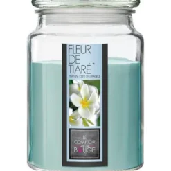 Bougie Parfumée en Verre Couvercle 510g Fleur Tiaré