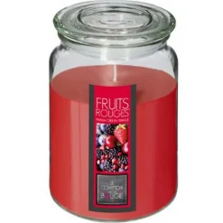 Bougie Parfumée en Verre Couvercle 510g Fruits Rouges