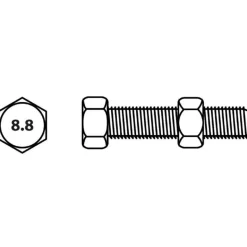 Boulon tête hexagonale et écrou Vissal finition zinguée Ø8 x 50 mm lot de 5