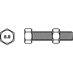 Boulon tête hexagonale et écrou Vissal finition zinguée Ø6 x 50 mm lot de 10