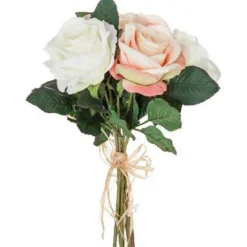 Bouquet de Fleur 7 Roses 30cm Rose & Blanc