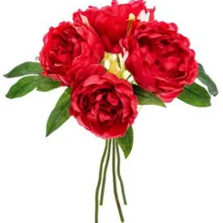 Bouquet de Fleurs 4 Pivoines 30cm Rouge
