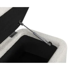 Bout de lit scandinave avec coffre en tissu laine bouclée et pieds bois ANTONIO