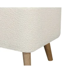 Bout de lit scandinave avec coffre en tissu laine bouclée et pieds bois ANTONIO