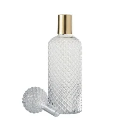 Bouteille Design en Verre Relief 37cm Transparent & Or