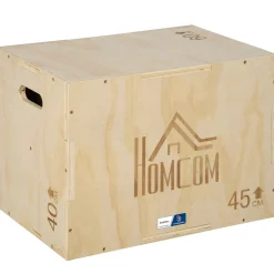 Box jump crossfit - box de pliométrie - collaboration Aosom.fr x FFHandball - 40/45/60H cm - max. 120 Kg - bois