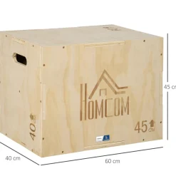 Box jump crossfit - box de pliométrie - collaboration Aosom.fr x FFHandball - 40/45/60H cm - max. 120 Kg - bois