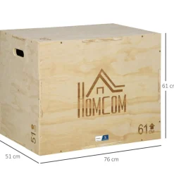 Box jump crossfit - box de pliométrie - collaboration Aosom.fr x FFHandball - 51/61/76H cm - max. 120 Kg - bois