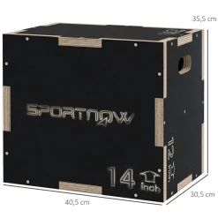 Box jump crossfit - box de pliométrie - boite de saut - 3 hauteurs 30/35/40H cm - charge max. 120 Kg - bois surface antidérapante noir