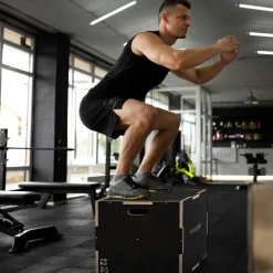 Box jump crossfit - box de pliométrie - boite de saut - 3 hauteurs 30/35/40H cm - charge max. 120 Kg - bois surface antidérapante noir