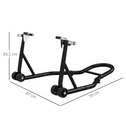 Béquille d'atelier moto avant leve moto support pour moto avec bras oscillant en U et en L, support universel de levage pour atelier en acier noir