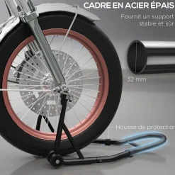 Béquille d'atelier moto avant leve moto support pour moto avec bras oscillant en U et en L, support universel de levage pour atelier en acier noir