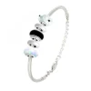 Bracelet de charms perles noirs et blancs et acier SC Crystal