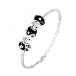 Bracelet de charms perles noirs et acier SC Crystal